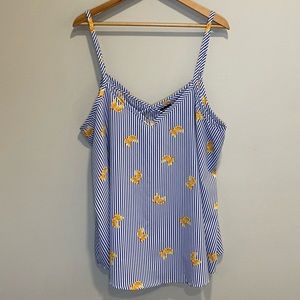 Torrid Blue & White w/ Oranges 🍊 Adjustable Strap Tank Top Size 2  2x 18 / 20